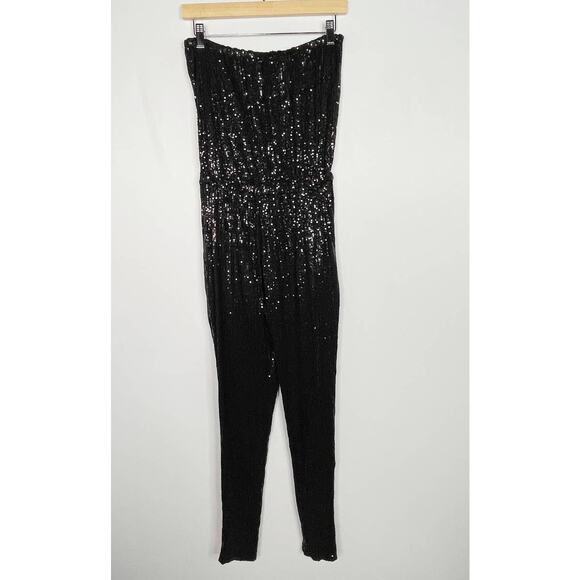 Michael Michael Kors XSmall Black Sequin Strapless Jumpsuit Cocktail NYE Party - Picture 2 of 14